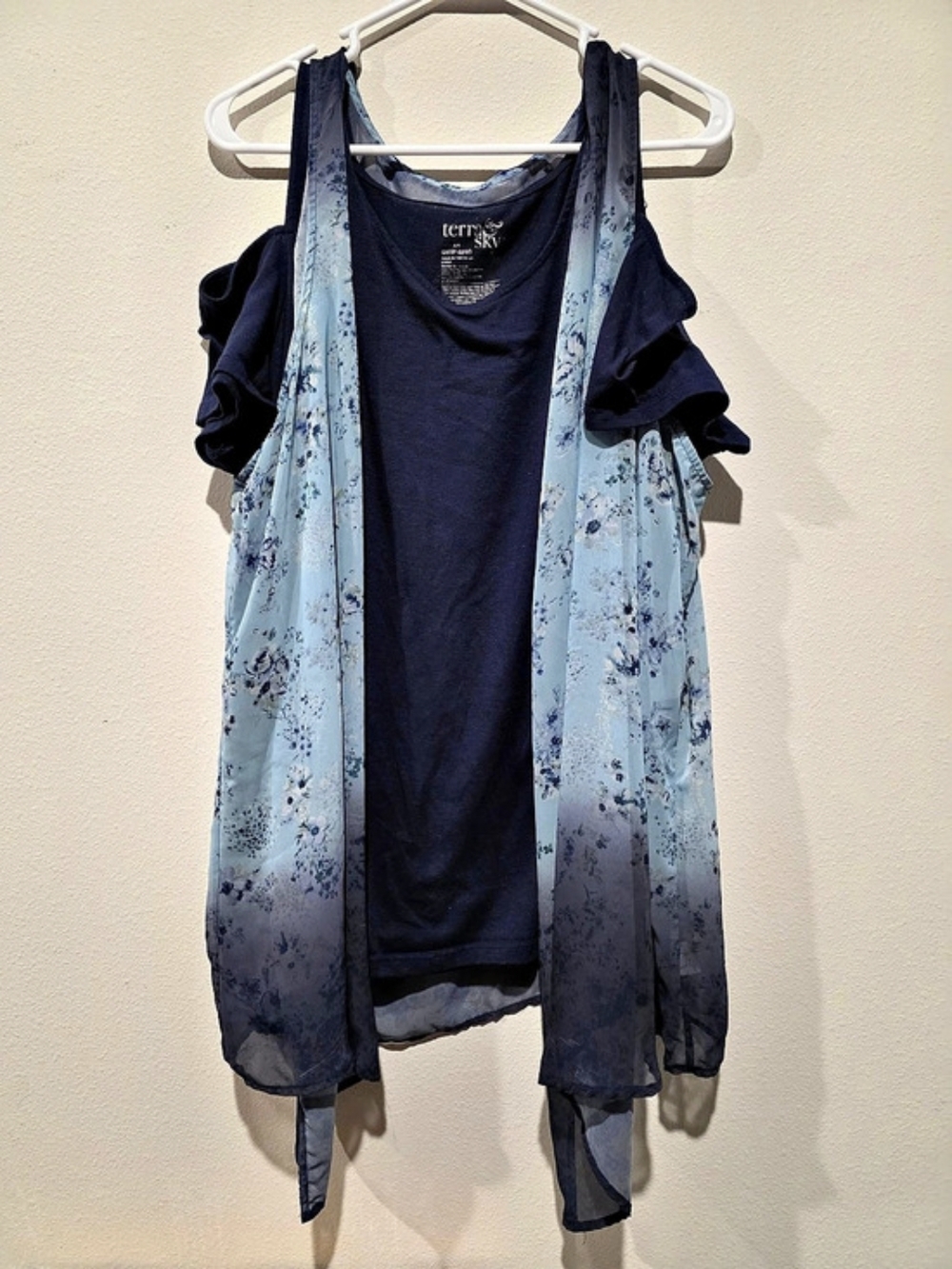 Terra & Sky Floral Short Sleeve Top Size 2X